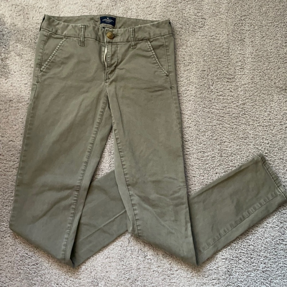 AE Army Green Skinny Jeans